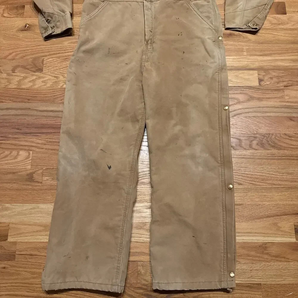 Vintage Carhartt Coveralls Red Quilted Insulated No Size Tag - 44” Chest